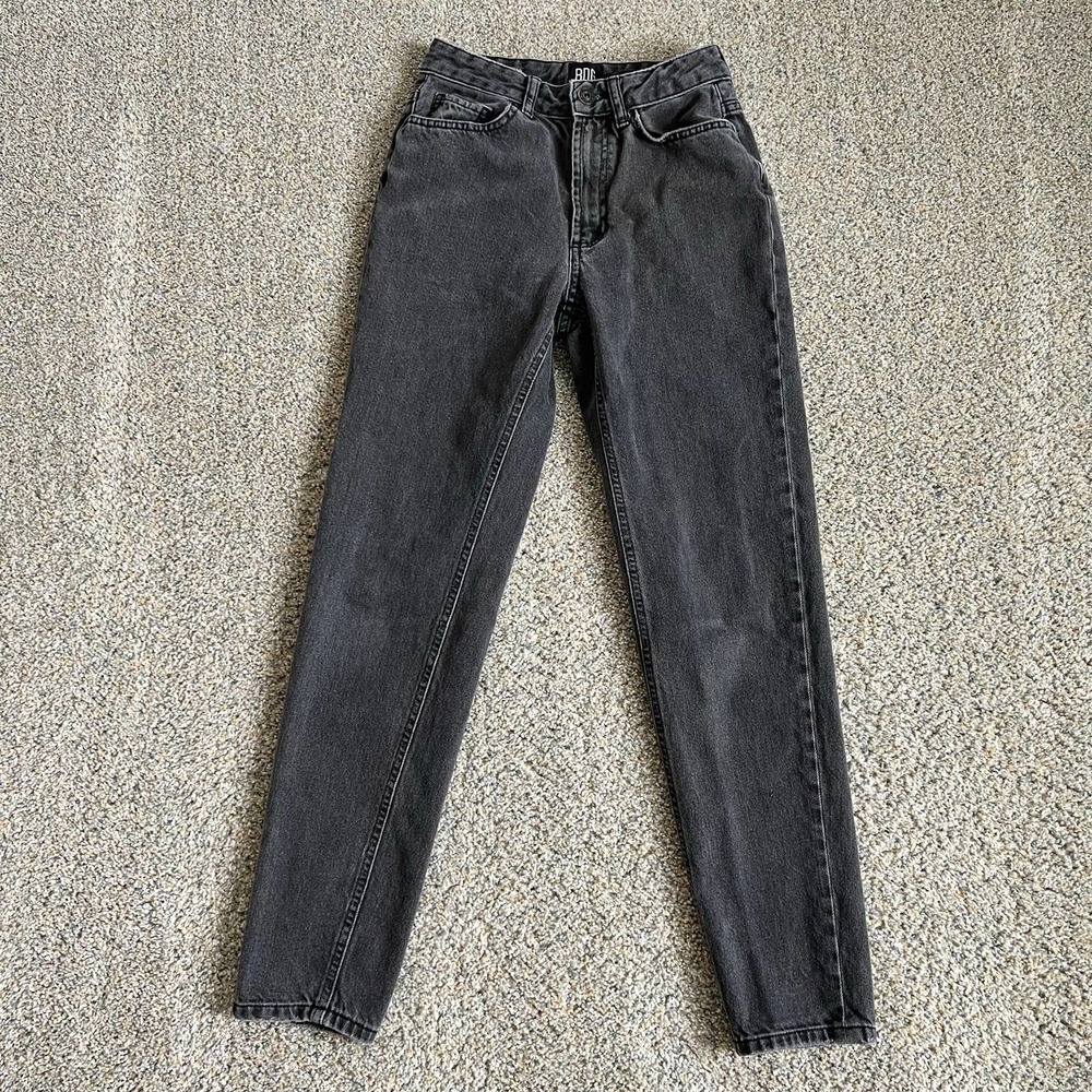Bdg Urban Outfitters Mom Jeans High Rise Tapered Leg Faded Black Women's 24